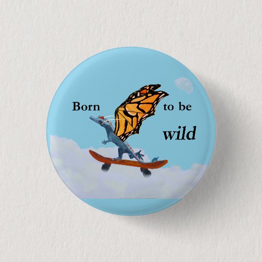 スケートボードのドラゴン 缶バッジ (正面)