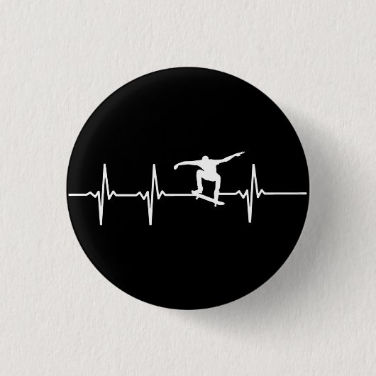 スケートボードのハートビート 缶バッジ (正面)
