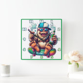 スケートボードのパーティービデオを楽しむチルイェティ スクエア壁時計 (ホーム)