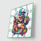 スケートボードのパーティービデオを楽しむチルイェティ スクエア壁時計 (傾斜)