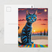 スケートボードの上の猫 ポストカード (正面/裏面)