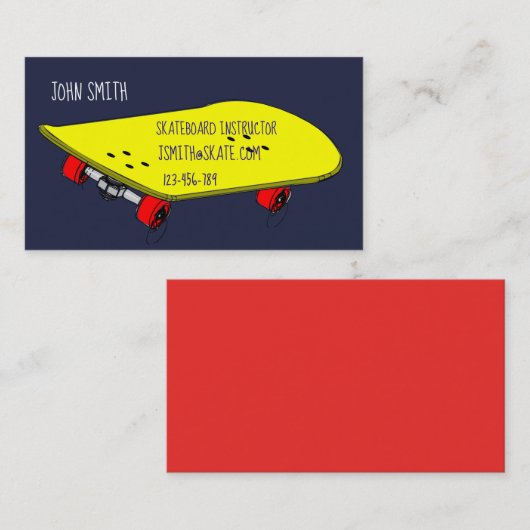 スケートボードの先生のフリーのインストラクター 名刺 (正面/裏面)