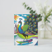 スケートボードの孔雀 ポストカード (スタンド正面)