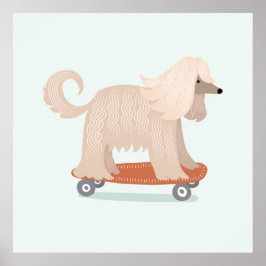 スケートボードの犬のアート ポスター
