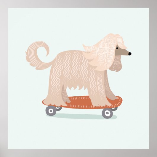 スケートボードの犬のアート ポスター (正面)
