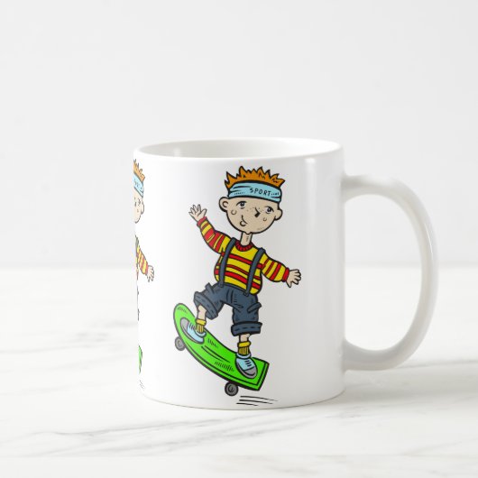 スケートボードの男の子 コーヒーマグカップ (右)