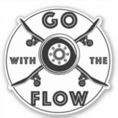 スケートボードは流れに沿って移動4"キスカットビニル シール (正面)