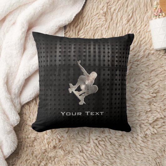 スケートボードをすること; クールな黒 クッション (ブランケット)