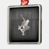 スケートボードをすること; クールな黒 メタルオーナメント (左)