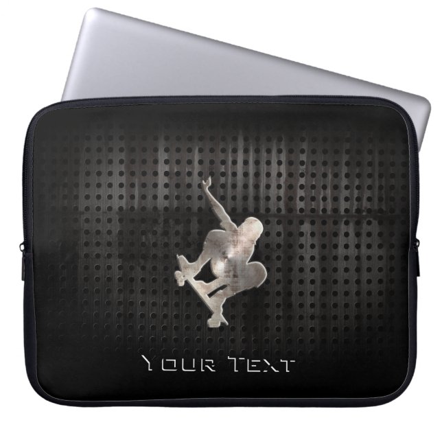 スケートボードをすること; クールな黒 ラップトップスリーブ (正面)