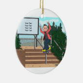 スケートボードをすること-男性 セラミックオーナメント (右)