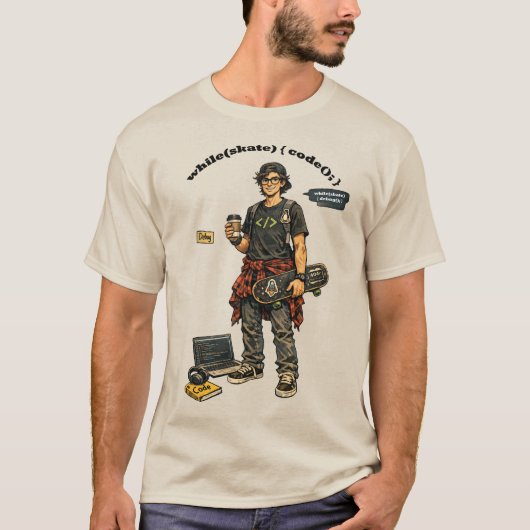 スケートボードをするソフトウェアエンジニア URM Tシャツ (正面)