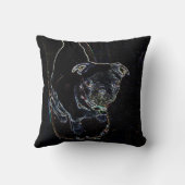 スケートボードをするパグの枕 クッション (裏面)