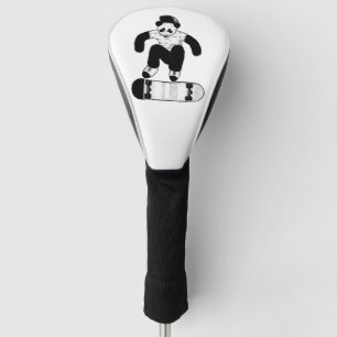 スケートボードをするパンダ ゴルフヘッドカバー
