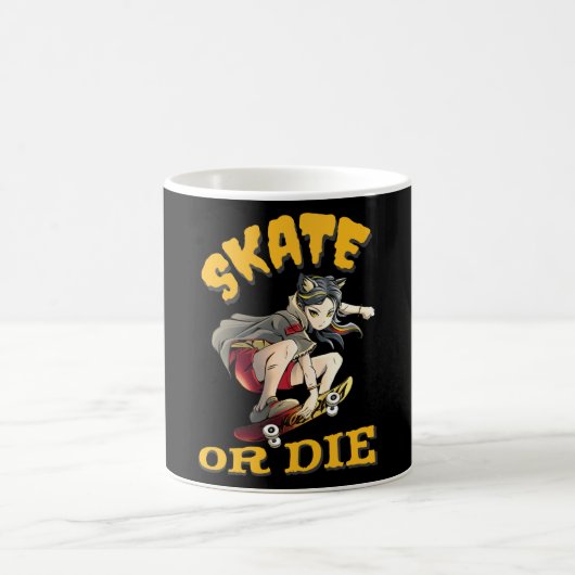 スケートボードをする女の子 Skate or die コーヒーマグカップ (中央)