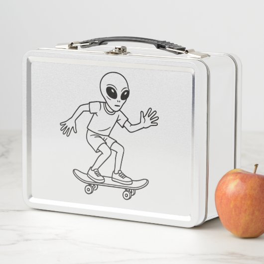 スケートボードをする宇宙人 メタルランチボックス (インサイチュ)