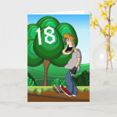 スケートボードをする幸せな第18誕生日 カード (黄色い花)