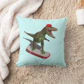 スケートボードをするTRex クッション (ブランケット)