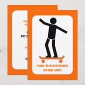 スケートボードをカスタマイズしたスケートボーダー 招待状 (正面/裏面)