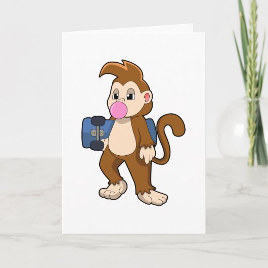 スケートボードを使ったスケーターとしてのサル カード (正面)