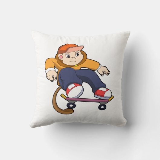 スケートボードを使ったスケーターとしてのサル クッション (裏面)