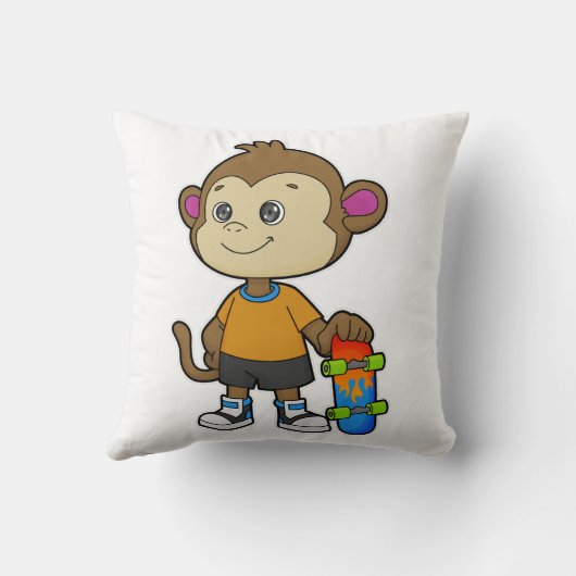 スケートボードを使ったスケーターとしてのサル クッション (裏面)