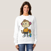 スケートボードを使ったスケーターとしてのサル スウェットシャツ (正面フル)