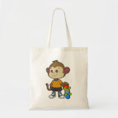 スケートボードを使ったスケーターとしてのサル トートバッグ (正面)