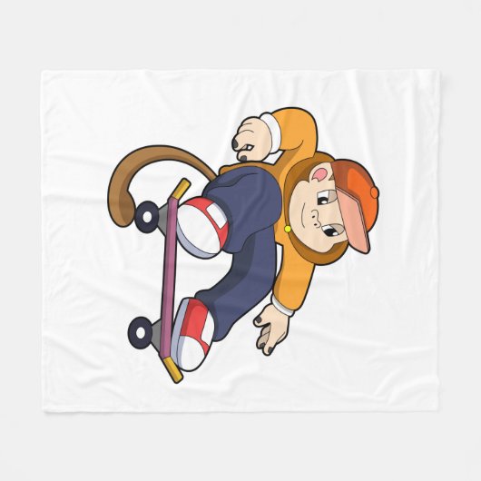 スケートボードを使ったスケーターとしてのサル フリースブランケット (正面(横))