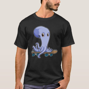 スケートボードを使ったスケート選手としてのタコ Tシャツ