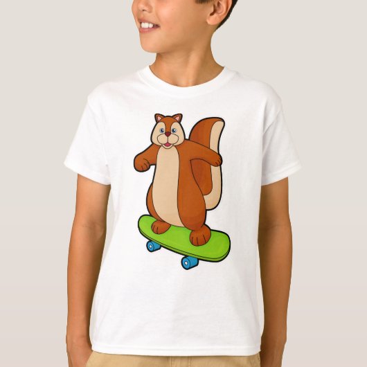 スケートボードを持つスケーターのリス Tシャツ (正面)