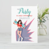 スケートボードを持つティーンの女の子 招待状 (スタンド正面)