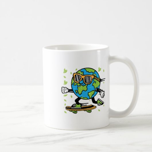 スケートボードアースデイ環境自然環境 コーヒーマグカップ (右)