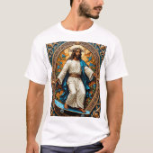 スケートボードイエズスおもしろいの神聖な芸術宗教的Tシャツ Tシャツ (正面)