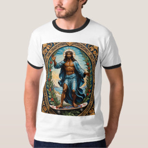 スケートボードイエズス神聖アイコンアートグラフィックティー Tシャツ