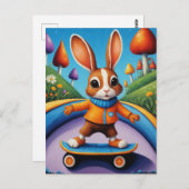 スケートボードウサギ ポストカード (正面/裏面)