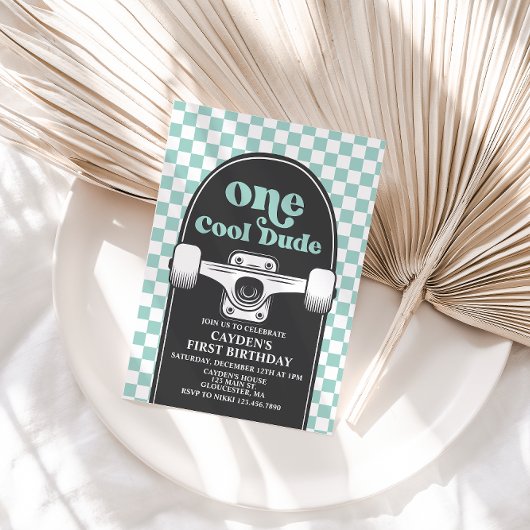 スケートボードカッコいいワンダード1歳の誕生日招待状 招待状