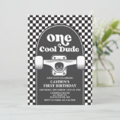 スケートボードカッコいいワンダード1歳の誕生日招待状 招待状 (スタンド正面)