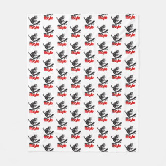 スケートボードキャットフスタイルホワイト フリースブランケット