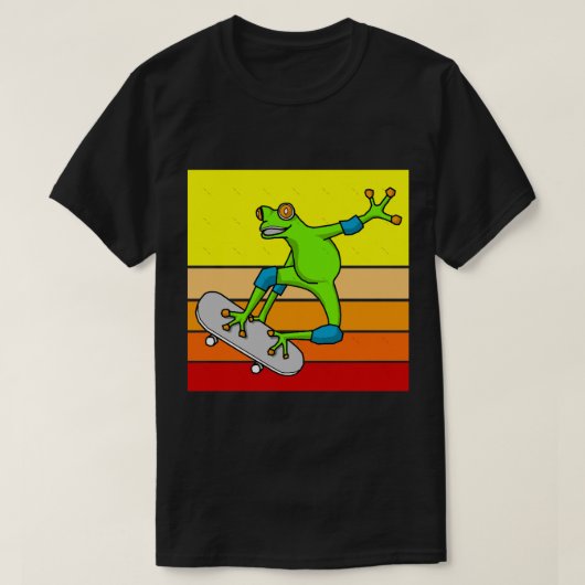スケートボードクラシック上のカエル(4) Tシャツ (デザイン正面)