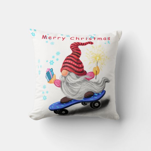 スケートボードクリスマスピロー付格言 クッション (正面)