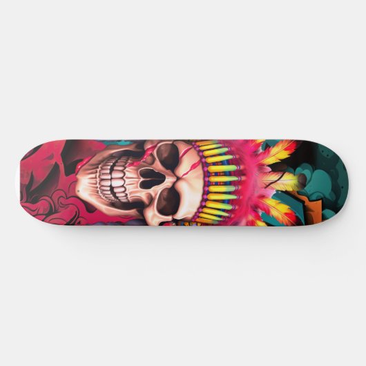 スケートボードグラフィティ先住民アメリカンスカル スケートボード (横)