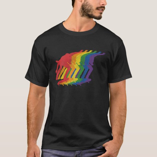 スケートボードゲイプライドLGBTQサポーターRainbow Al Tシャツ (正面)