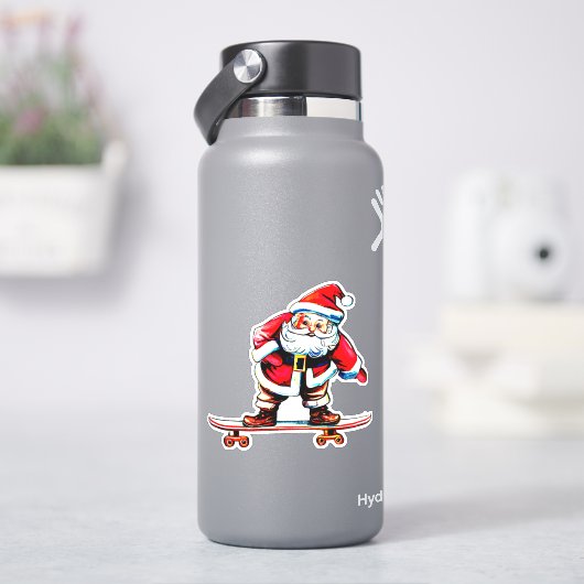 スケートボードサンタクリスマス4"キスカットビニール シール (HydroFlask)