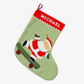 スケートボードサンタスケートボーダー ラージクリスマスストッキング (正面 (吊り時))