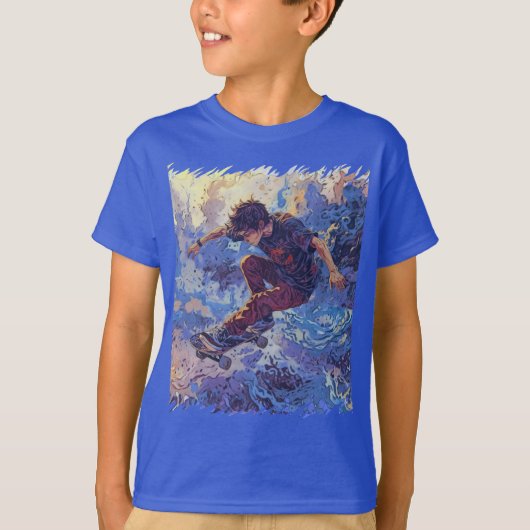 スケートボードサーフィン – スケートボーダーデザイン Tシャツ (正面)