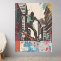 スケートボードショップの壁アート - レールライディング