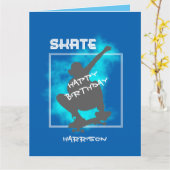 スケートボードシルエットパーソナライズされた誕生日 カード (黄色い花)