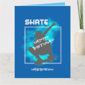 スケートボードシルエットパーソナライズされた誕生日 カード (正面)