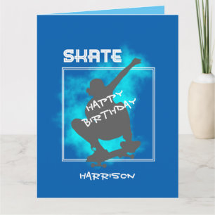 スケートボードシルエットパーソナライズされた誕生日 カード